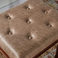 thumbnail image 5 of Vanity Bench Stool with Padded Cushion, Piano Bench with Solid Wood Carving Legs, Home Chairs Button Breathing Leather Upholstered Seat, 18.5” x 14.2” x 19.1” Easy Assembly, Yellowish Brown FD1533LT, 5 of 18