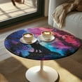 thumbnail image 2 of SEANATIVE 24 x 24 Inch Cocktail Table Topper Covers Small Round Table Cloth with Elastic Fit Washable Table Cloth Decorative Table Topper for Bar Pub Party, Wolf Ink Painting Starry Sky, 2 of 7