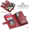 thumbnail image 3 of Decase Wallet Case for Samsung Galaxy S23 Ultra with Hand Strap & 13 Card Slots Magnetic Detachable 2-in-1 Zipper Flip Folio Leather Stand Cover Multifunctional Handbag Case for Samsung S23 Ultra,Red, 3 of 12