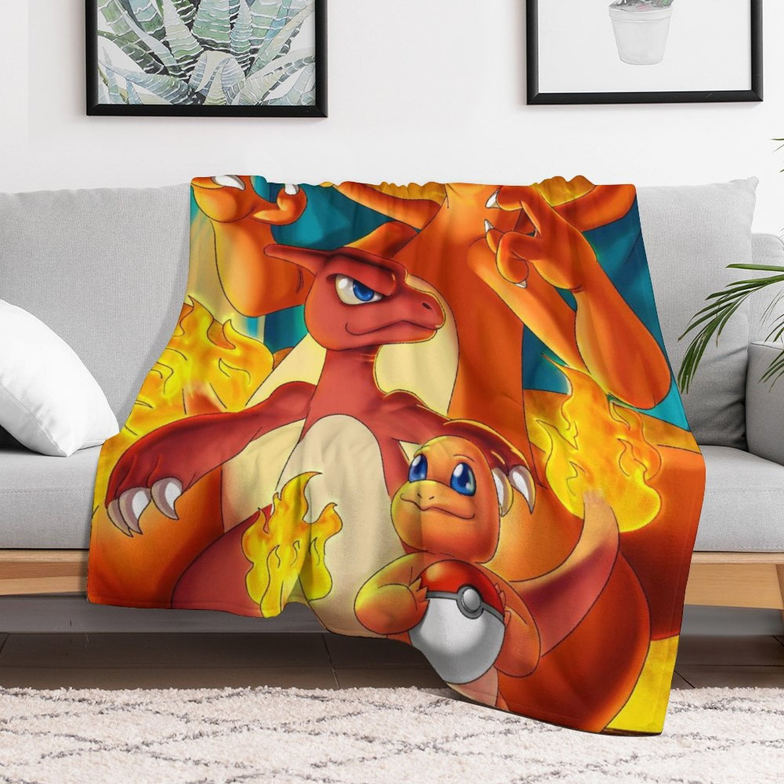 Poke-mon Charizard Blanket Super Soft Throw Blanket Lightweight Blanket for Men Women Friend Family Warm Throw Blankets for Couch Sofa Bed Birthday Christmas Fathers Day Gift