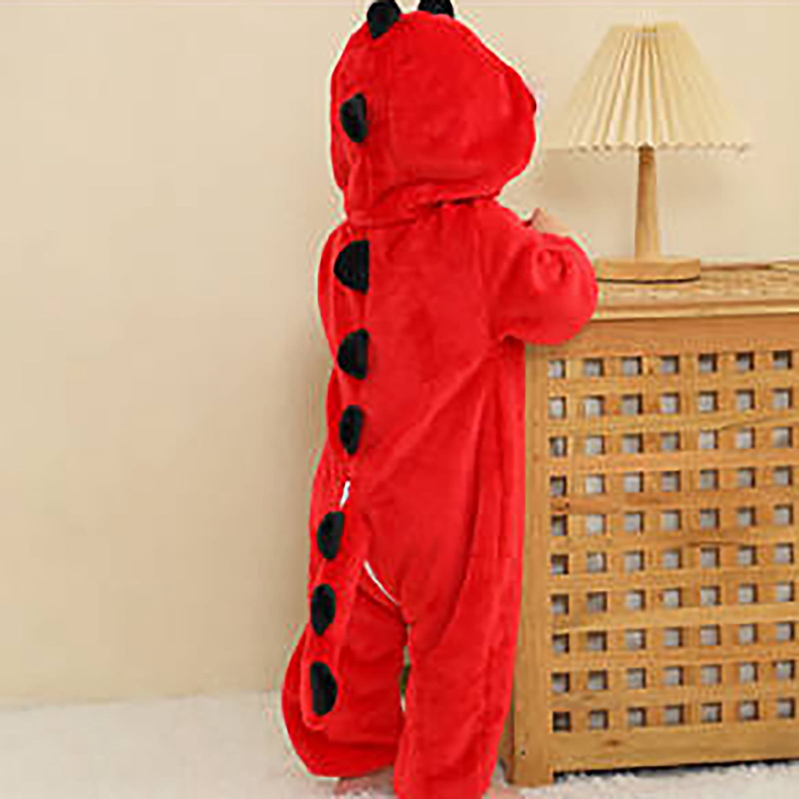 WOYY Toddler Boys Dinosaur Romper Soft Flannel Hooded Jumpsuit Zipper Onesies, Sizes 4-5T