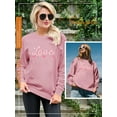 thumbnail image 5 of QAFOPEH Women Love Peach Heart Printed Crew Neck Long Sleeve Sweatshirt, 5 of 7