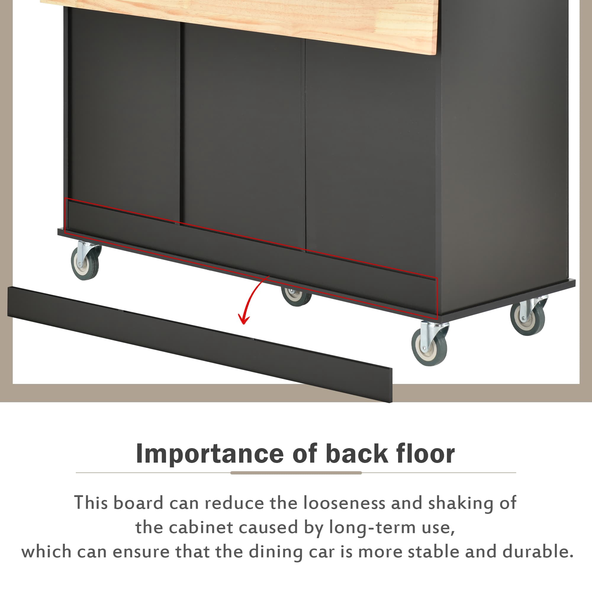 MAYEERTY Rolling Mobile Kitchen Island with Drop Leaf, Locking Wheels & Storage Cabinet