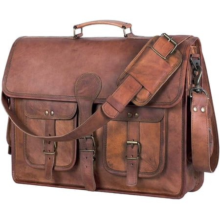 Leather Briefcase Laptop bag 18 inch Handmade Messenger Bags Best Satchel by KPL