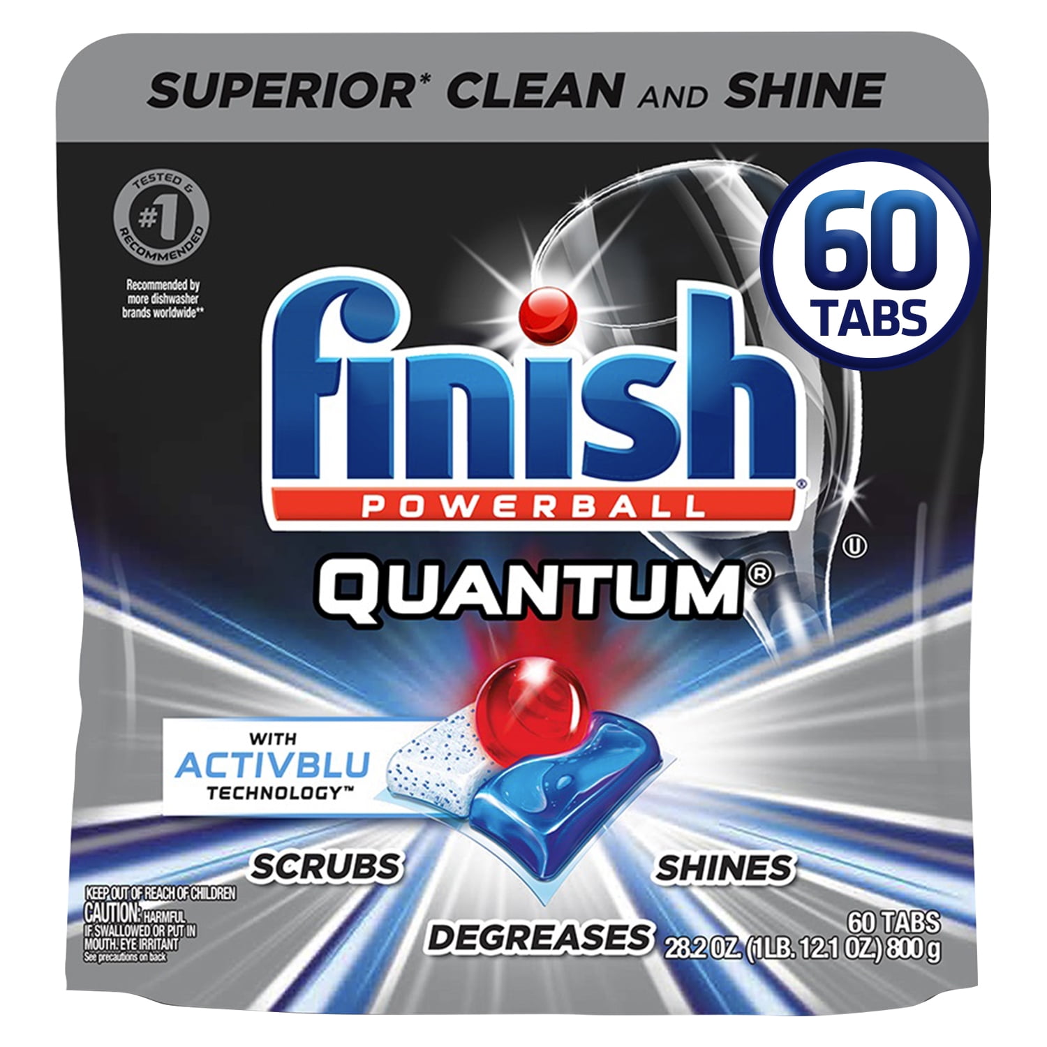 Finish Quantum With Activblu Technology, Dishwasher Detergent Tabs, Ultimate Clean And Shine, 60