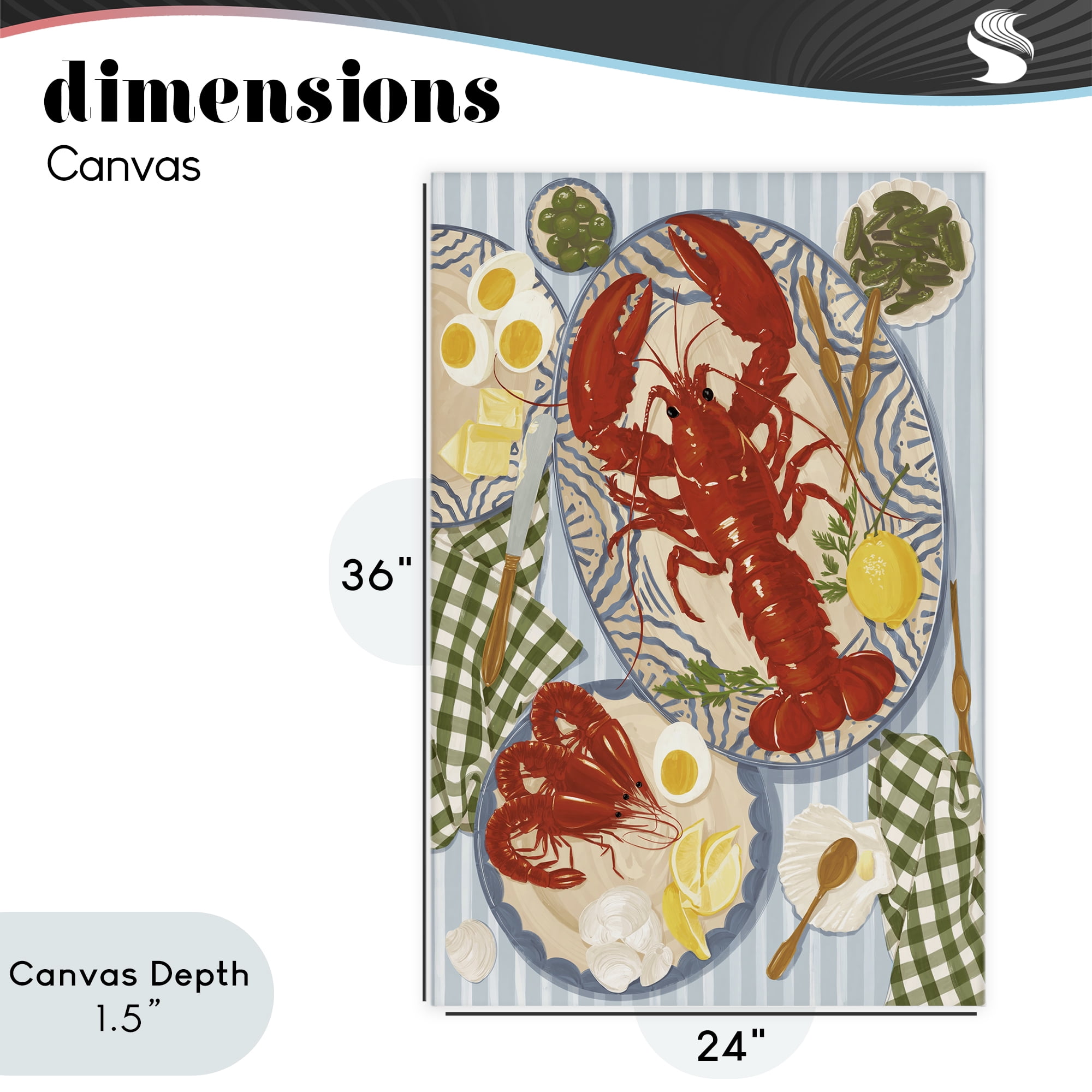 Stupell Industries Lobster For Lunch Platter Canvas Wall Art, design by Vero Illustrates