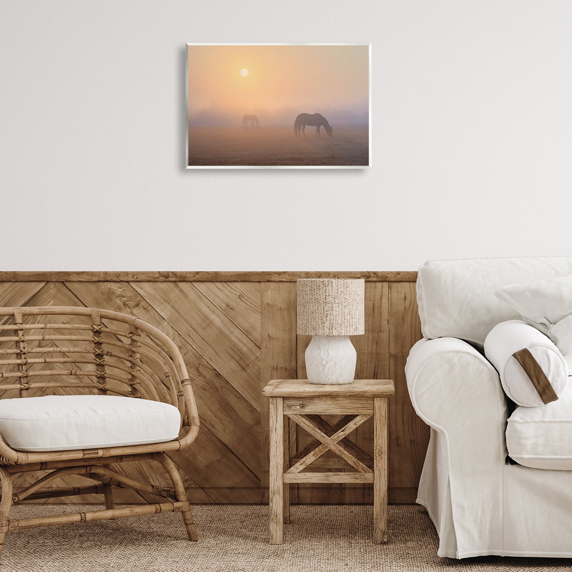 Stupell Industries Misty Sunlit Horses Landscape & Nature Photography Unframed Art Print Wall Art, 19 x 13