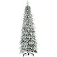 thumbnail image 1 of HOMCOM 6ft Flocked Pencil Christmas Tree with Auto Open, Steel Base, 1 of 10