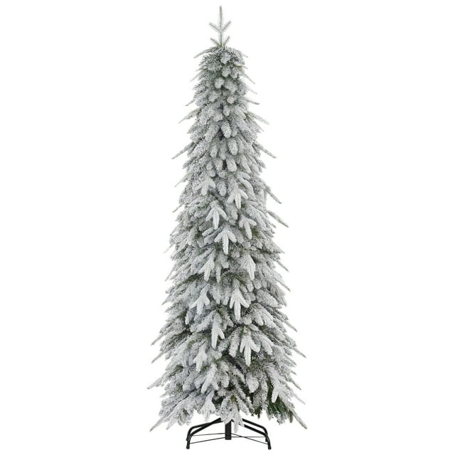 HOMCOM Arbre de Noël en Flocage de 6 Pieds avec Ouverture Automatique, Base en Acier
