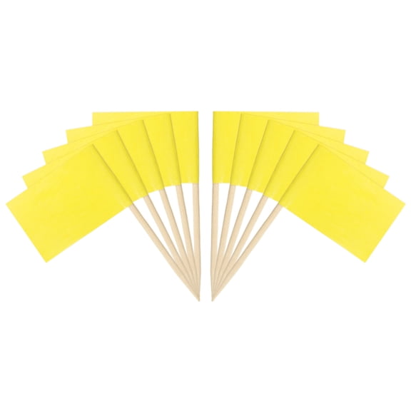 100 Pcs Flag Toothpicks Cheese Markers Colored Cake Toppers Yellow