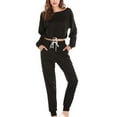 thumbnail image 1 of Ersazi Pyjamas pour Femmes Mode Féminine Col Rond Manches Longues Ensemble Chandail en Molleton et Pantalon en Liquidation Noir G, 1 of 5
