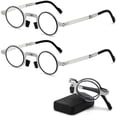thumbnail image 1 of 2 pares de gafas de lectura plegables, ligeras y portátiles, gafas unisex antiazules, montura rectangular redonda incluida, 1 of 4