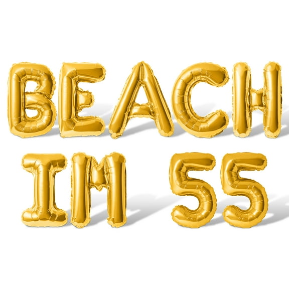 Letter Balloons - BEACH IM 55 16" Inch Alphabet Letters Foil Mylar Balloon 55th Birthday Party Banner (Gold)