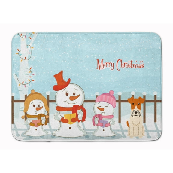 Merry Christmas Wire Fox Terrier Machine Washable Memory Foam Mat