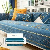 Bohemian Chenille Sofa Cover - Non-Slip Geometric Pattern L-Shaped Sectional Couch Covers, Furniture Protector, Pet-Friendly, Home Decor（Blue）