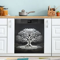 Big Tree in Black and White Dishwasher Magnet Cover for Washers Fridge Panel Decal 23"W x 26"H Inch