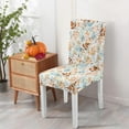 thumbnail image 3 of Fall Chair Covers Set of 4,Thanksgiving Dining Stretch Removable Protector,Autumn Brown Blue Watercolor Leaves Chair Back Covers Farmhouse Decor,Colorful Seat Slipcovers for Dining Room and Party, 3 of 6