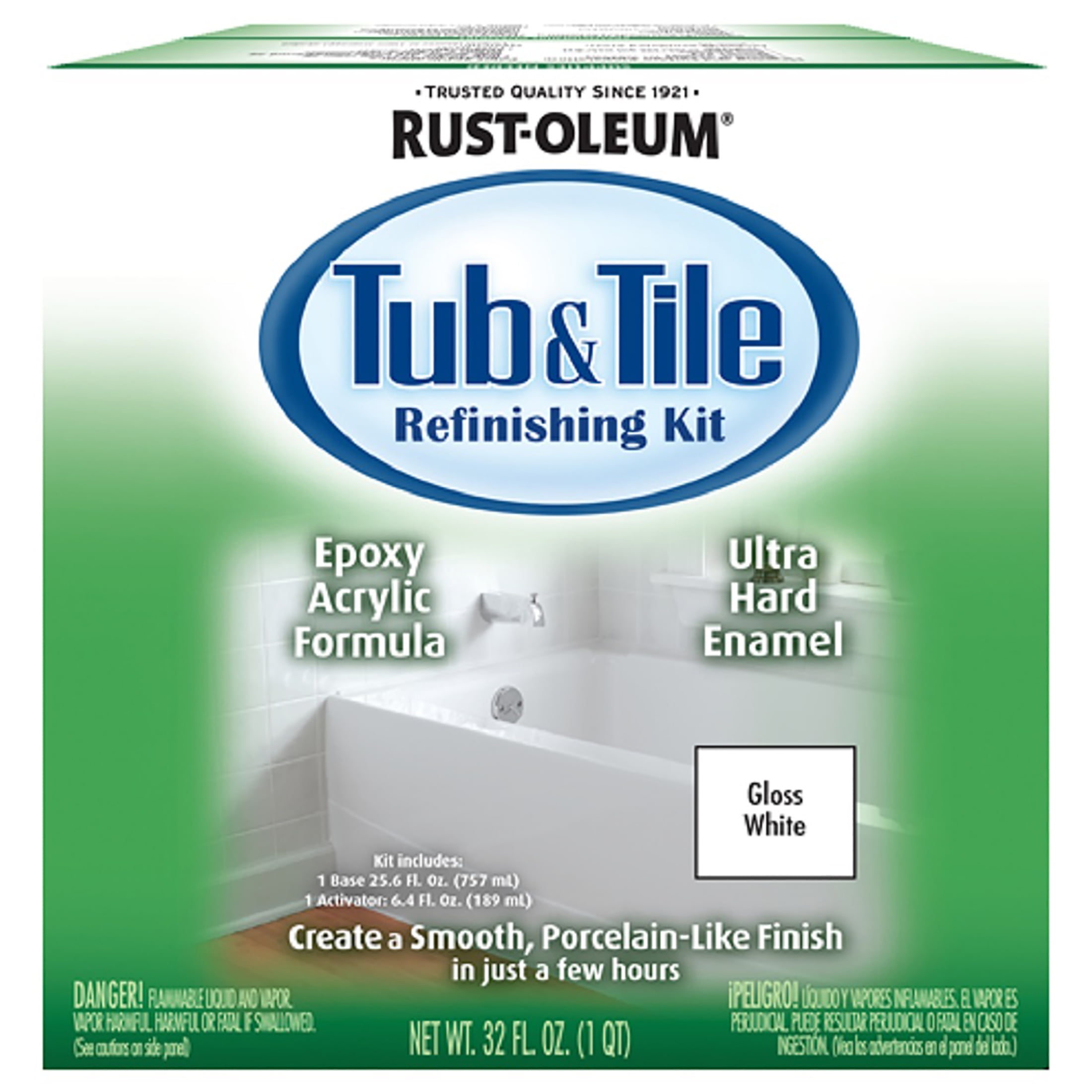 Rust-Oleum 385279 Tub and Tile Refinishing 2-Part Kit Satin White 32oz