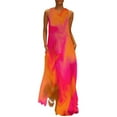 thumbnail image 2 of Pink Orange and Red Marble Fusion Design Long Dress Woman clothing Long veiled dresses Wom's summer dresses Dress, 2 of 7