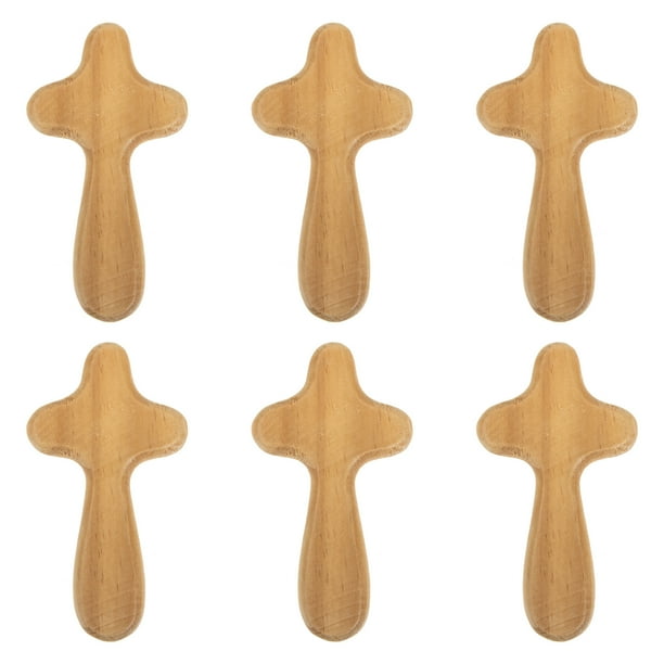 adornos de cruz de madera para llevar en el bolsillo. Regalos religiosos. Artesanía en cruz de madera.