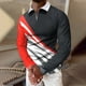 thumbnail image 2 of Gibobby Playera tipo polo hombre Hombres Casual Otoño Invierno Manga larga Turndown Neck Shirt Impreso Camiseta Top Blusa(Negro,CH), 2 of 5