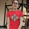thumbnail image 3 of Tee Hunt Day of the Dead Floral Sugar Skulls T-Shrit Dia de los Muertos Women's T-Shirt Tee, Red, X-Large, 3 of 5