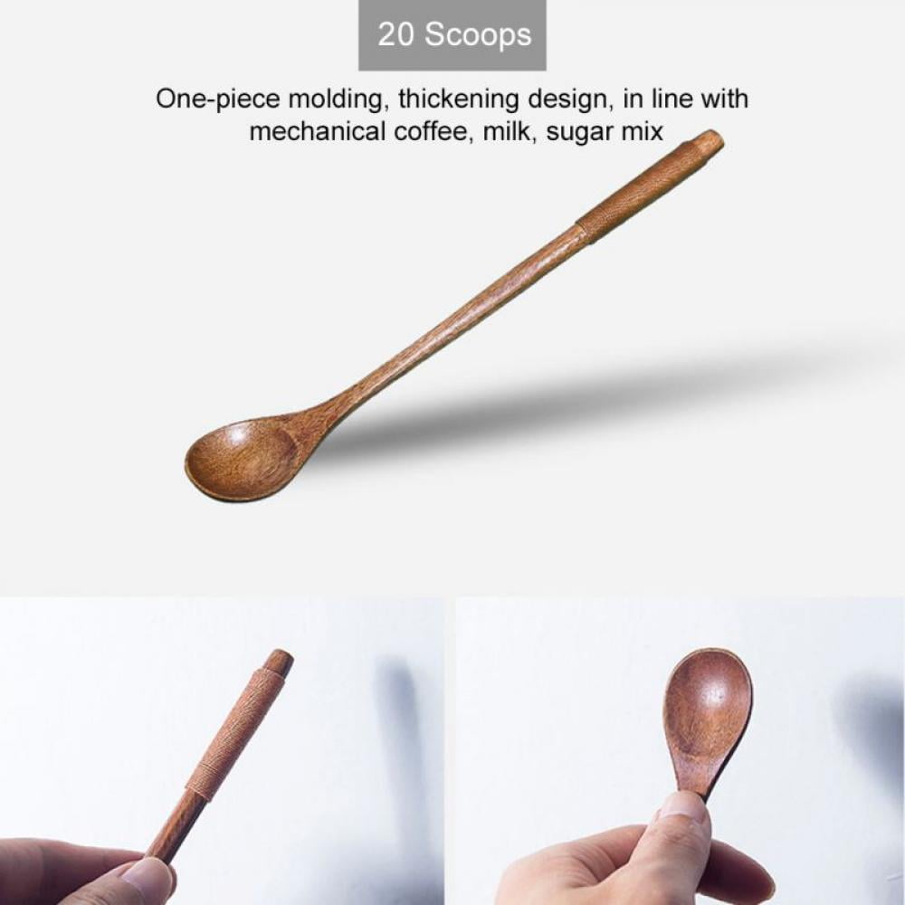 MingXI 2 Pcs Japanese Style Wooden Spoons Flat Nanmu Wood Kitchen Utensil Oval Scoop for Eating Mixing Stirring Table Bowl Non-stick 7.09 x 1.38 