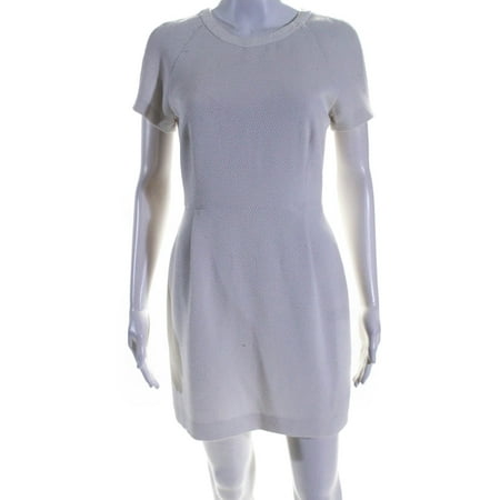 

Pre-owned|Sandro Womens Textured Knit Short Sleeve Mini Sheath Dress White Size 2