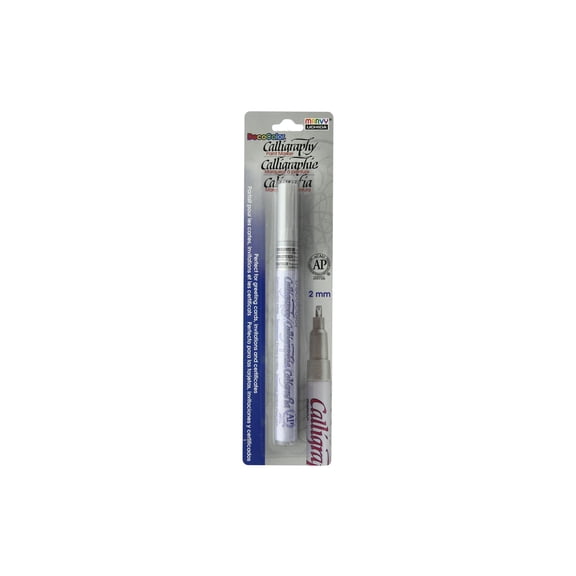 Marvy Uchida DecoColor Calligraphy Paint Marker Silver, 2mm Tip, Permanent and Multi-Surface