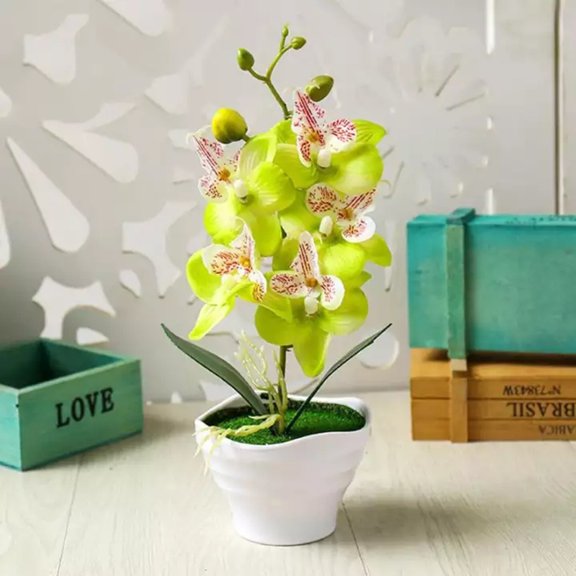 Niceminiwall Artificial Simulation Bonsai Orchid Flower Potted Plant Vase Home Decor With Pot