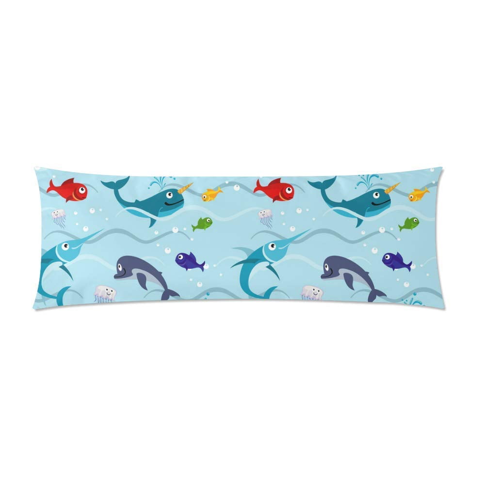 ABPHOTO Funny Kids Fish Body Pillow Covers Pillowcase Throw Pillows