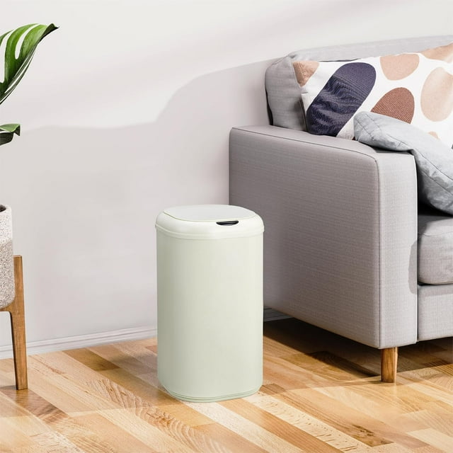 8 Gallon/30L Motion Sensor Trash Can, Touchless Automatic Stainless Steel Garbage Bin with Lid for Bathroom, Living Room, Home Office, Beige