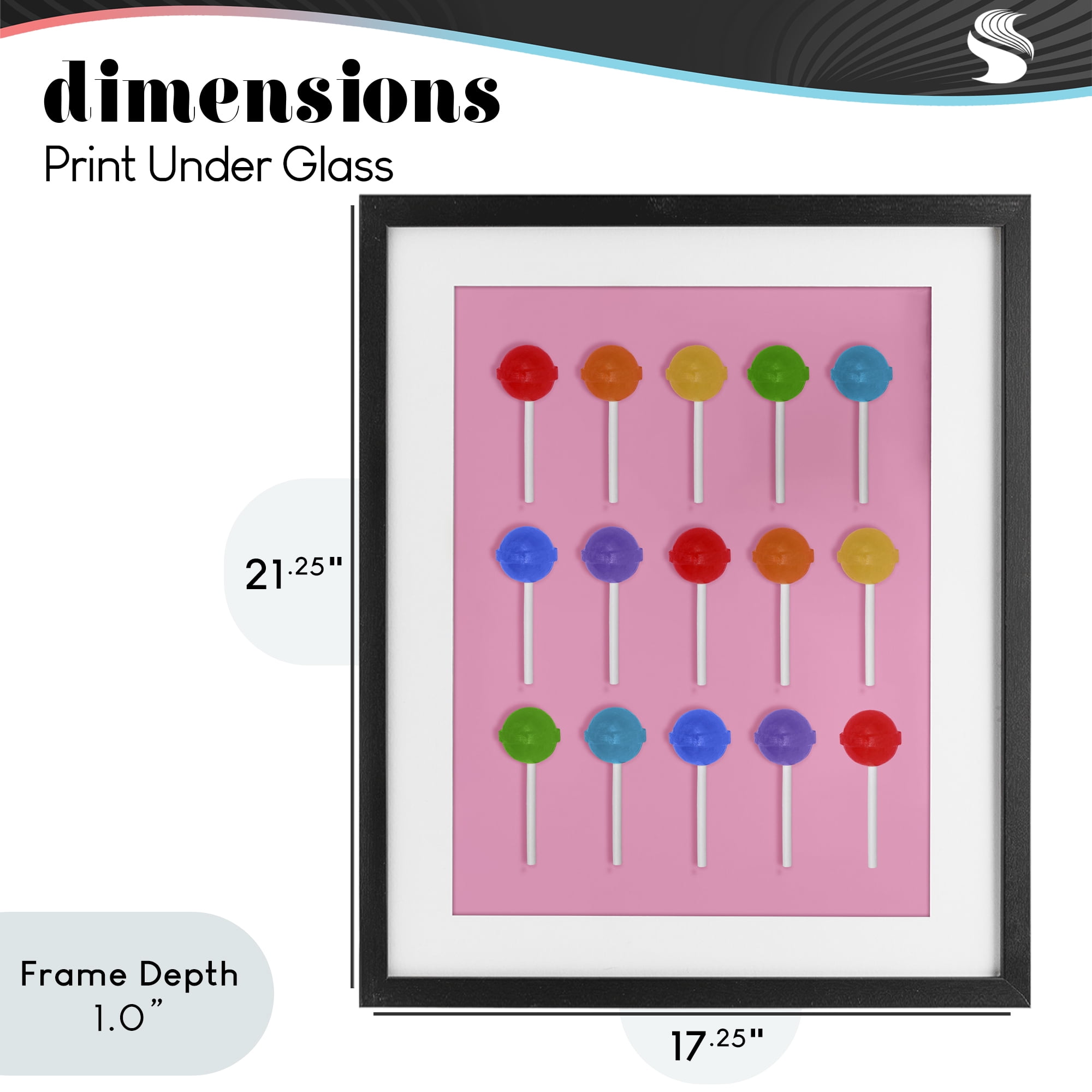 Stupell Industries Rainbow Lollipop Grid Black Framed Print Under Glass, design by LISH Creative