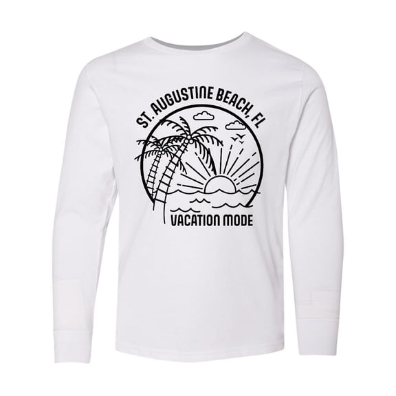 Inktastic Summer Vacation Mode St. Augustine Beach Florida Long Sleeve Youth T-Shirt