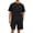 Black, variant on Men 2 Piece Short Set Checkered Summer Short Sleeve Textured Crewnek Tee Shirts and Shorts Set for Gym