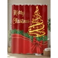 thumbnail image 4 of Fsddascl Merry Christmas Shower Curtain Set - Small 36" x 72" Washable Bathtub Curtain with 12 Hooks, Xmas Pine Tree Branch Red Bow New Year Waterproof Fabric Stall Shower Curtains for Bathroom, 4 of 6