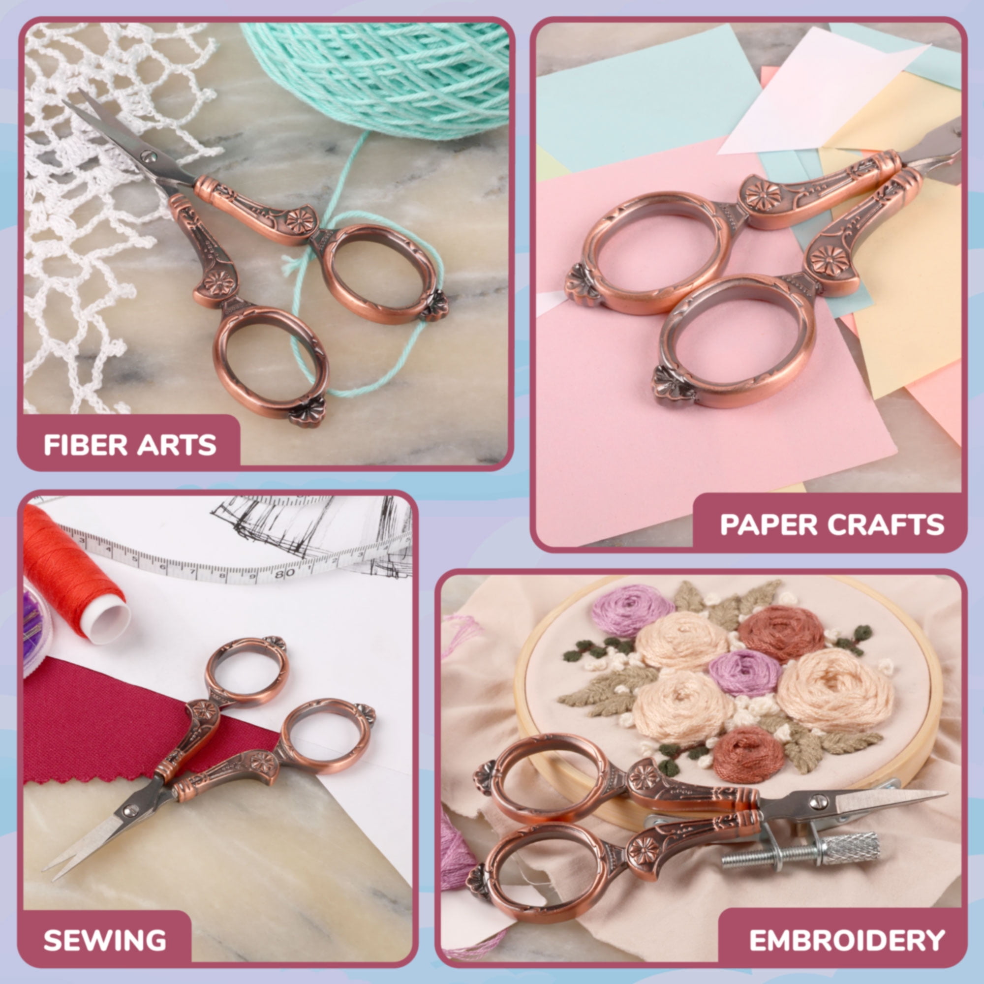 JubileeYarn Flourish Embroidery Scissors - Copper - 3 Scissors