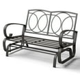 thumbnail image 5 of Topbuy Patio Loveseat Bench Steel Frame Furniture Rocking Bench With Cushions Outdoor, 5 of 9