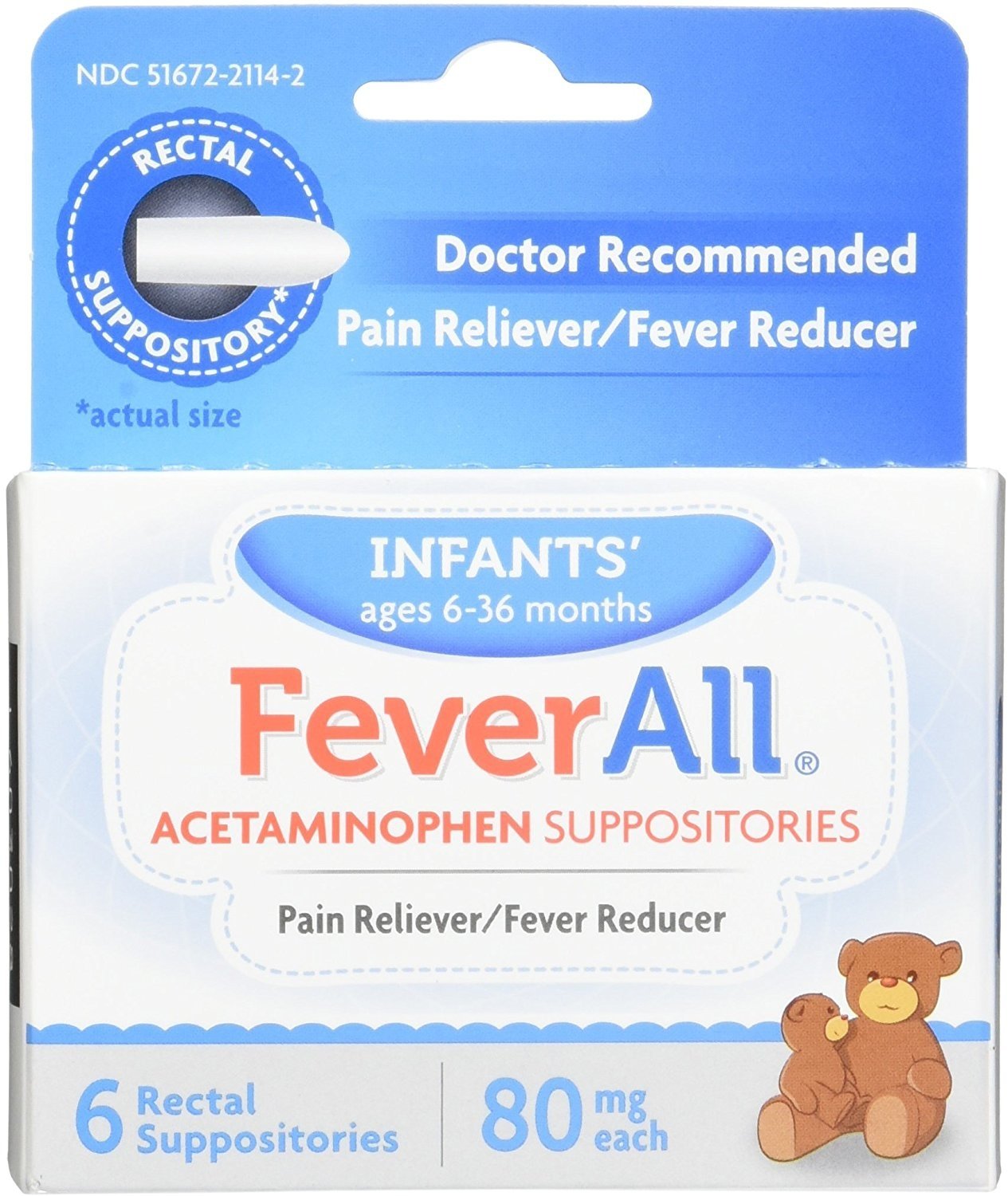 FeverAll Infants Acetaminophen Suppositories 6 Rectal Suppositories