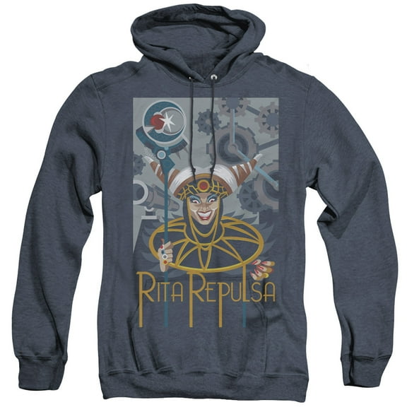 Power Rangers Rita Deco Adult Heather Hoodie Sweatshirt Navy