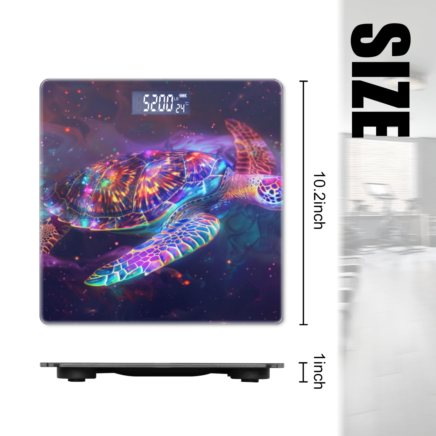 Digital Bathroom Scale with Large LCD Display,High Capacity Scale 400 lbs High Precision body fat scale-Turtle In Space Glowing Colors