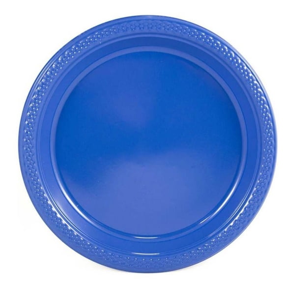 9" Blue Diner Plastic Plates: 5 Pack