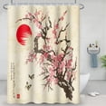 thumbnail image 3 of Pink Floral Shower Curtain 72Wx72H Inch Asian Japanese Vintage Cherry Blossom Flower Shower Curtain Traditional Ink Art Polyester Fabric Waterproof for Bathroom Home Decor with Hooks, 3 of 6