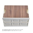 thumbnail image 4 of Large Capacity Foldable Storage Box with Wood Lid Stackable Collapsible Home Crate, 4 of 5