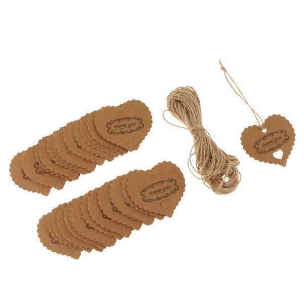2x Etiqueta Kraft de 100 gracias para bodas, etiqueta con gemelos de arpillera Yuyangstore Etiquetas de papel kraft
