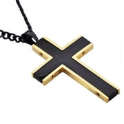 Mens Black And Gold Plated Stainless Steel Cross Pendant