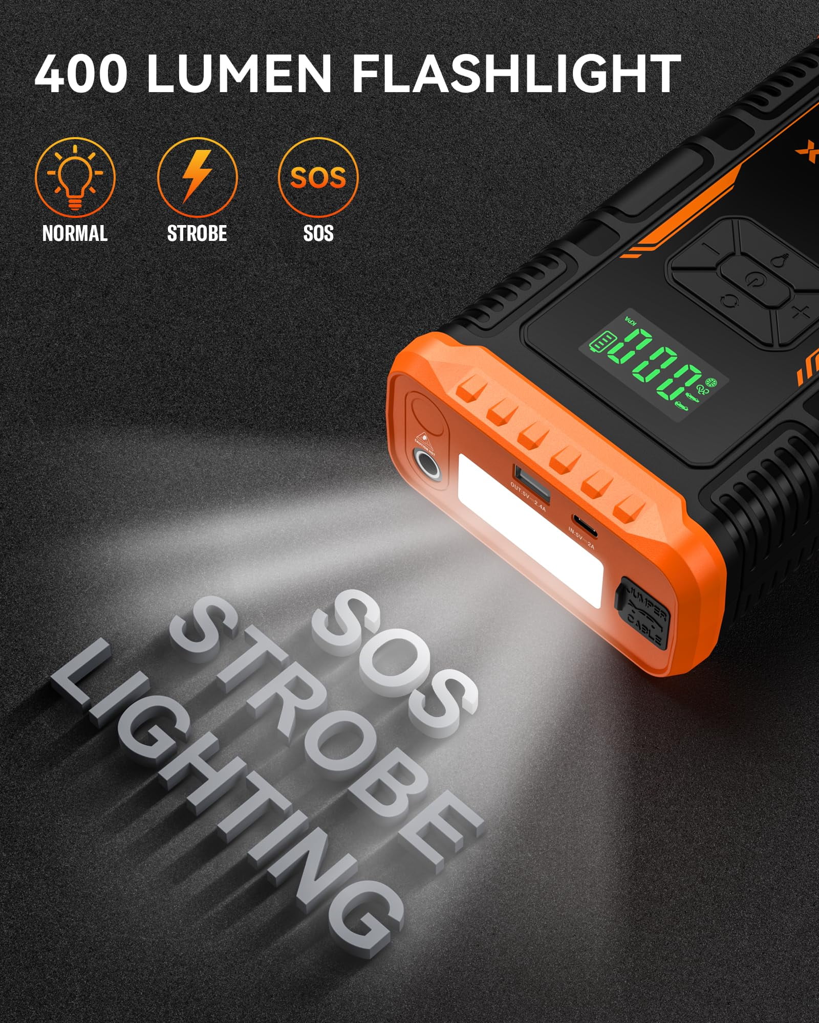ASPERX Jump Starter with Air Compressor(Up to 10L Gas/8.0L Diesel Engines)，3000A Car Battery Jump Starter with USB Fast Charging,Portable Battery Jumper for 12V Car SUV Vehicles