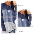 thumbnail image 4 of Sarapandan Women Long Sleeve Top Casual Roundneck Color Matching Kink Breathable Polyester Machine Washable Clothing Blue Blue Gray XXL, 4 of 5