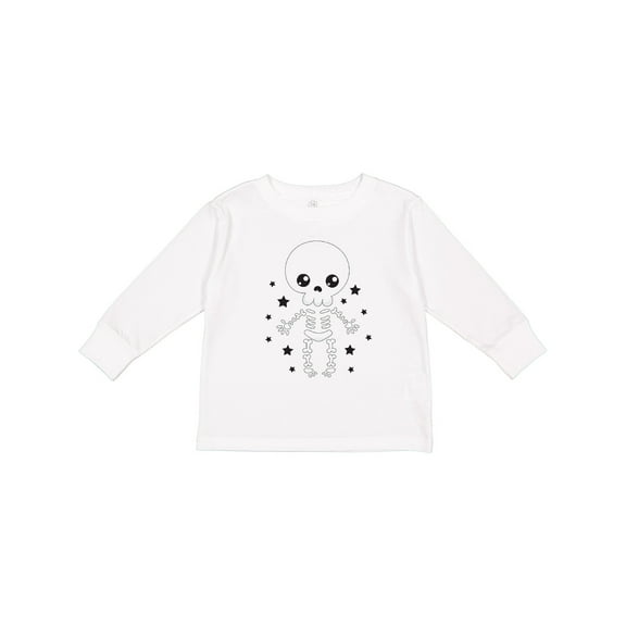 Inktastic Happy Halloween Spooky Skeleton and Stars Boys or Girls Long Sleeve Toddler T-Shirt