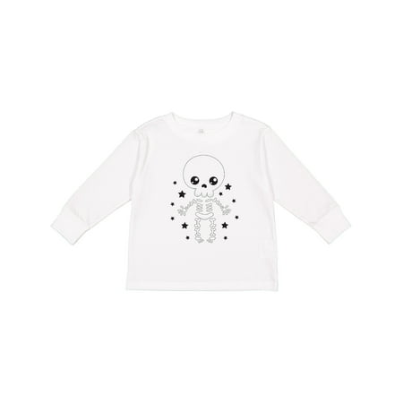 

Inktastic Happy Halloween Spooky Skeleton and Stars Gift Toddler Boy or Toddler Girl Long Sleeve T-Shirt